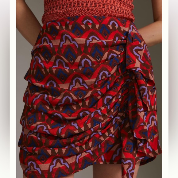 Anthropologie DOLAN Ruched Ruffle Mini Skirt - Picture 3 of 6
